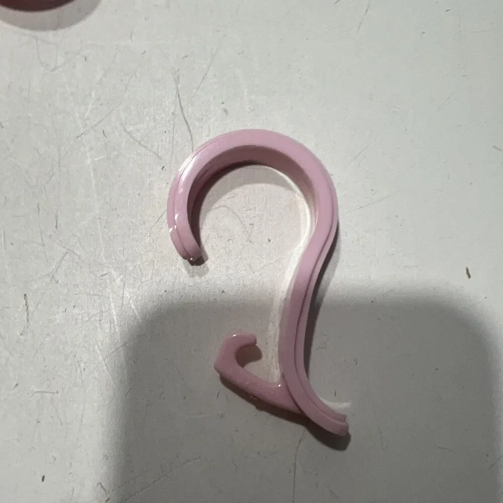Pink Shower Curtain Hooks ︱Vintage︱Set of 10︱Plastic